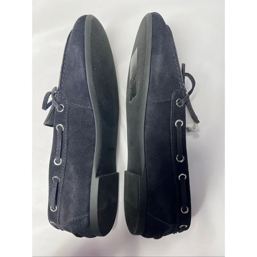 Everlane Dark Navy Suede Boat Shoes Womens Size 8 NWB Minimalist Loafers Flats